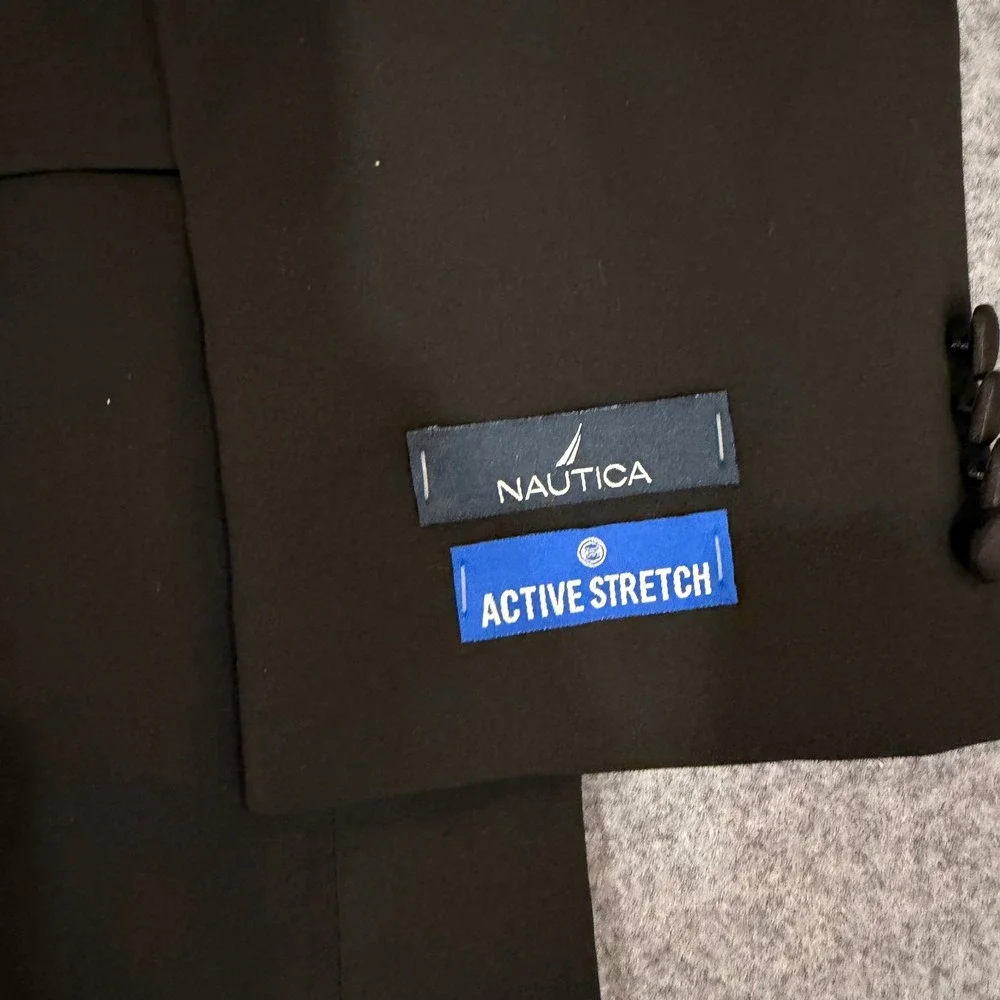 Nautica Nadal Black Tuxedo Suit Set Modern Fit Active Stretch 46R W41 NAS5T00